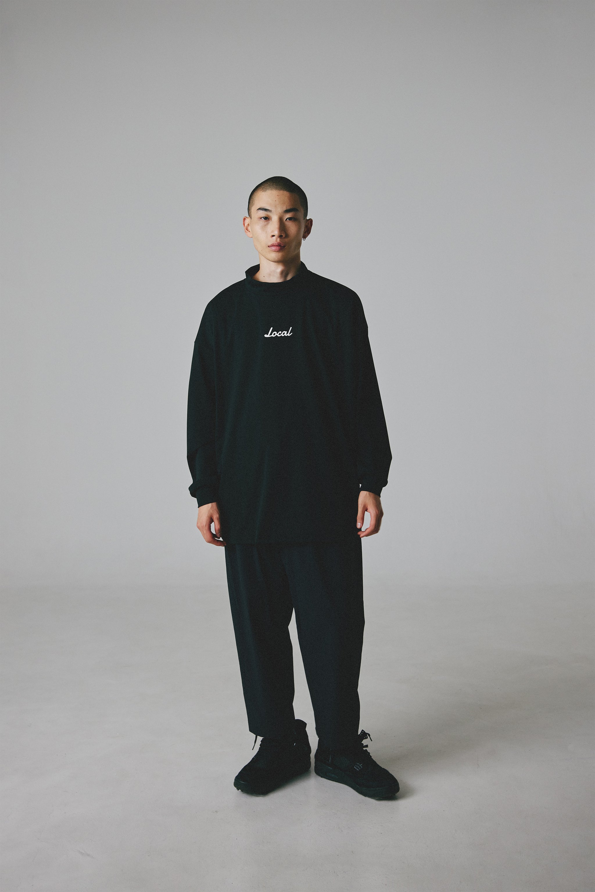 Basic Logo L/S MOCK NECK T-SHIRT | Black – Local GOLF