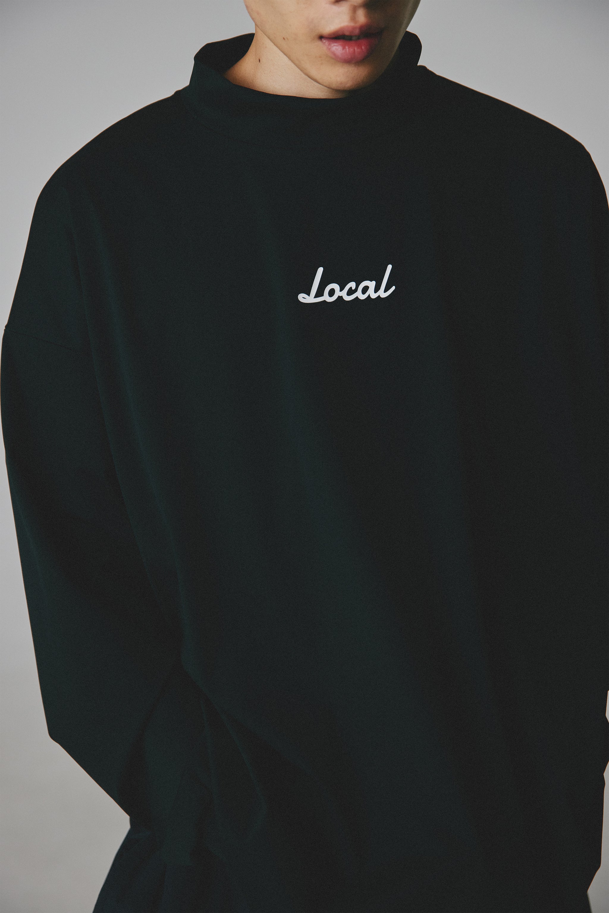 Basic Logo L/S MOCK NECK T-SHIRT | Black – Local GOLF