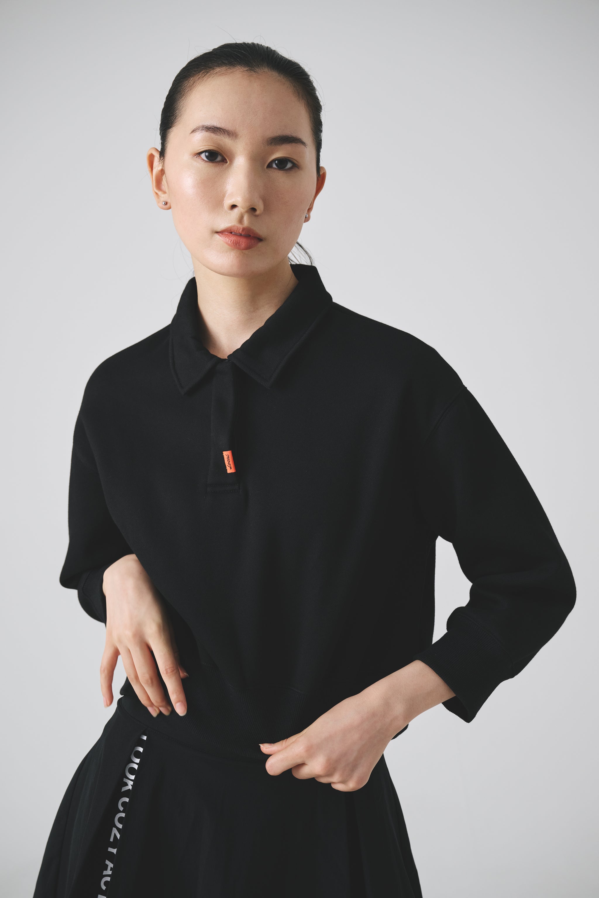新品　Local GOLF Basic Cropped POLO SWEAT | Basic Cropped L/S POLO SWEAT | Black – Local GOLF