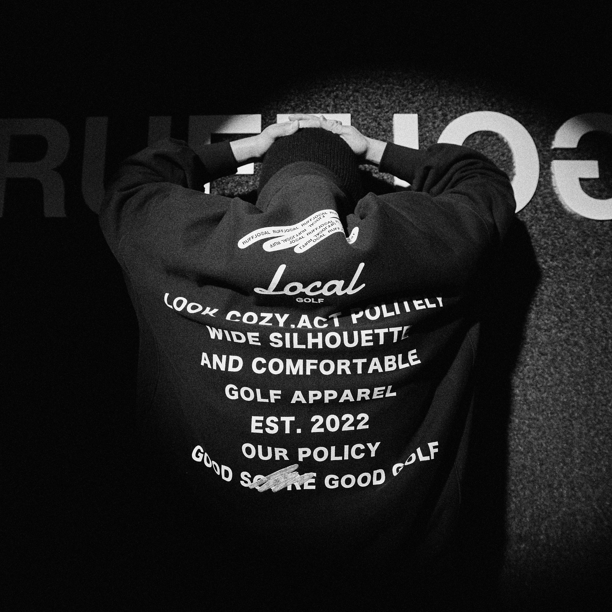 Local GOLF × RUFFLOG | GOOD GAME Fill-in Snap SWEAT | Black 