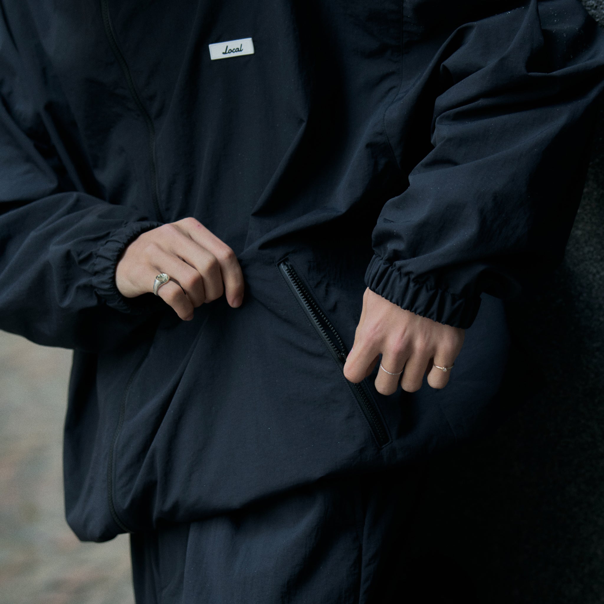 Nylon ZIP JKT | Water-repellent | Black – Local GOLF